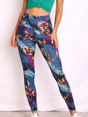 ZELOS Colorful Leaf Print Leggings